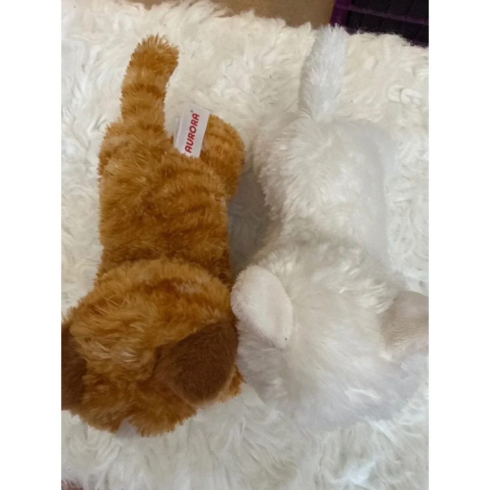 Aurora World Plush Kitten Set White Blue Eyes Ginger Orange Tabby Cat 6 Inch